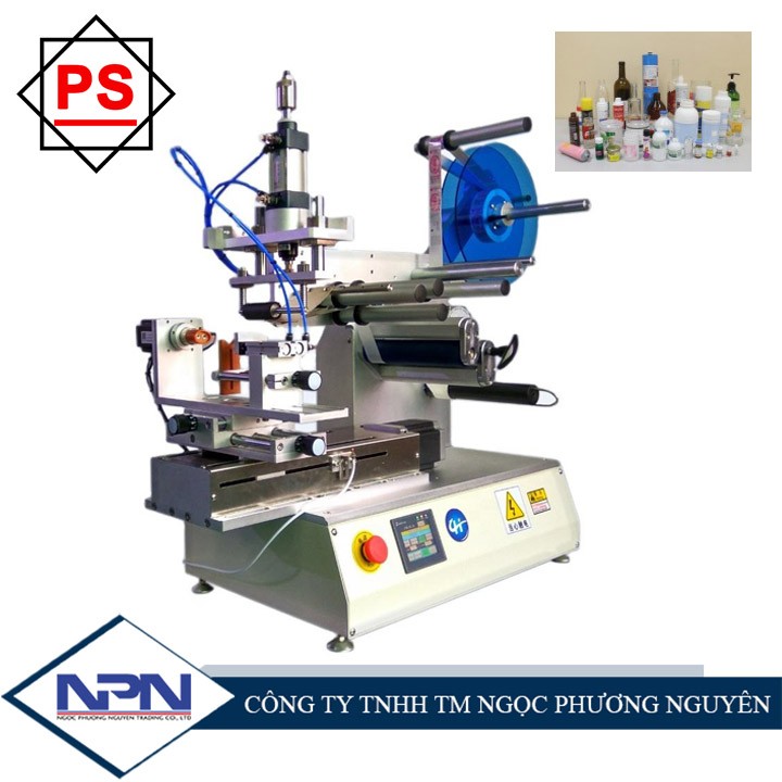 Máy dán nhãn mặt phẳng chai nhựa bán tự động Máy dán nhãn mặt phẳng chai nhựa bán tự động