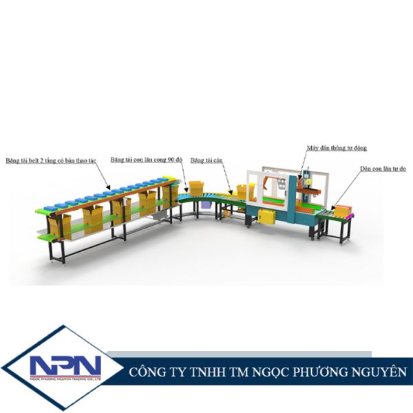 Dây chuyền cân và dán thùng tự động